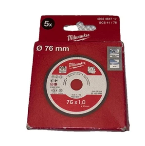 Milwaukee 76mm Cutting Discs x5 Thin 1mm Mini Disc Stainless Steel Inox Metal 3" - Picture 1 of 3