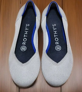 ROTHY'S The Flat Round Toe Flax Cream Knit Birdseye Ballet Comfort Shoes Sz 5.5 - Picture 1 of 7