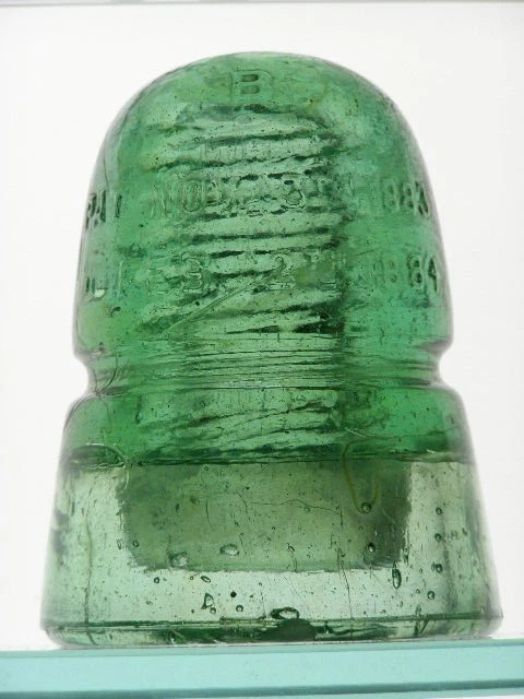 CD 145 [170] W. Brookfield green glass beehive insulator, 1883, 1884 patents VNM - Image 1 of 4