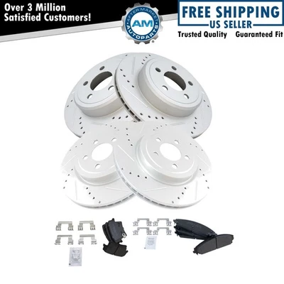Rotor & Brake Pad Metallic Performance Drilled Slotted Front Rear Kit - Image 1 of 4