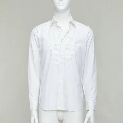 DIOR HOMME white cotton sequin applique front darted back shirt EU38 S - Image 1 of 4