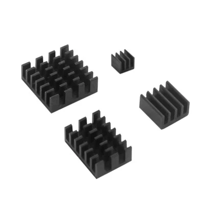 Raspberry Pi 4 Dissipatore di calore in alluminio nero set radiatore con pellicola adesiva - Immagine 1 di 3