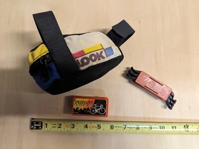 Винтажная велосипедная сумка 90-х LOOK задняя сумка для сиденья, инструменты для снятия шин и комплект нашивок для шин - Изображение 1 из 4