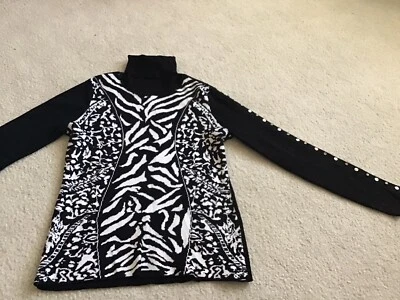 Suéter YUKA Mujer Negro Blanco Tejido Cuello Alto Manga Larga M Foto 1 de 4