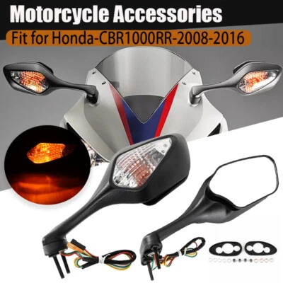 2x Espejos retrovisores con señales de giro LED para Honda CBR1000RR 2008-2016 lente transparente Foto 1 de 4