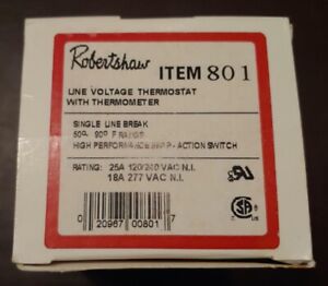 Robertshaw ITEM 801 120/240 Volt Line Voltage Single Pole Thermostat