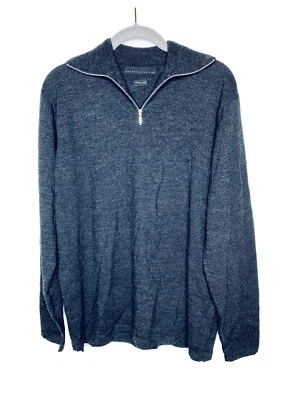 Metropolitan View Men’s 1/4 Zip Turtle Neck Dark Gray Merino Wool Sweater Sz M - Image 1 of 4