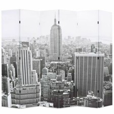 vidaXL Legno Abete Paravento Pieghevole New York Bianco Nero 228x170 cm Separè