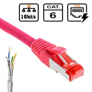 CAT 6 Netzwerkkabel DSL LAN Ethernet Patchkabel RJ45 Internet TV magenta 1,0 m - Bild 1 von 1