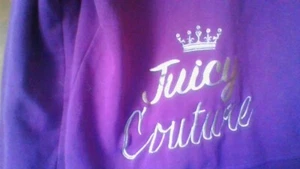 GOLD CROWN LOGO Juicy Couture Purple Hoodie Sweater Sz L 12/14 Zip Up GREAT COND - Picture 1 of 22