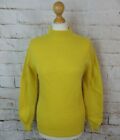 Vintage Yellow Pure Wool Jumper Sweater Long Sleeve S 8 Retro Blogger Crew Neck