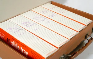 KODACHROME SLIDES IN SLIDE TRAYS AND TAN CARRYING CASE - Picture 1 of 1