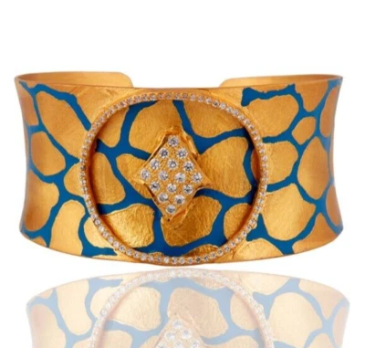 Brazalete Brazalete Chapado en Oro 18K Hecho a Mano Blanco Circonita Joyería Para Regalo Foto 1 de 4