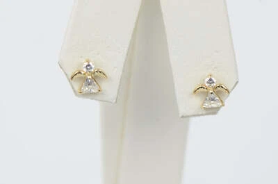 14k Yellow or White Gold Angel CZ Stud Earrings - Image 1 of 4