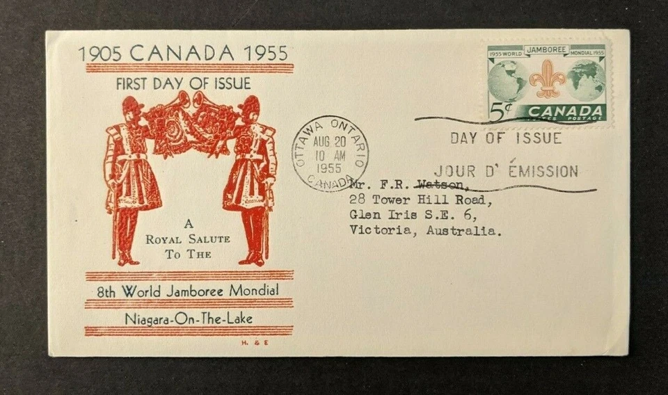 1955 8th World Jamboree Boy Scout First Day Cover FDC Ottawa Ontario Canada - Image 1 of 2
