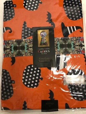 Halloween Cynthia Rowley Pumpkins Witches Fabric Tablecloth Round & Oblong - Image 1 of 4