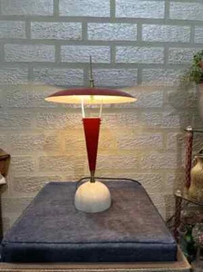 1950's Extremely Rare and Adjustable Red/White Brass Table Industrial Italian - Picture 1 of 8