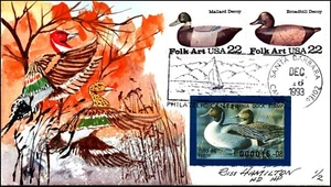 CA 1993 $10.50 Duck Stamp Russ Hamilton Hand Painted FDC 1/2 - Picture 1 of 2