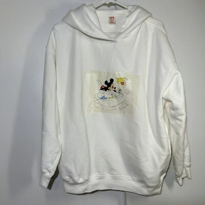 Uniqlo Disney Mickey Mouse Hoodie Women’s Sweatshirt White Size  XL - Image 1 of 4