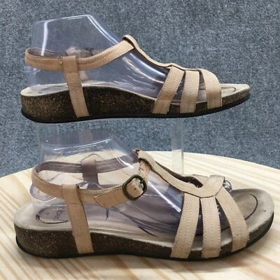 Abeo Sandals Womens 11 Bara Casual Comfort Strappy Slingback Flats Brown Leather - Image 1 of 4