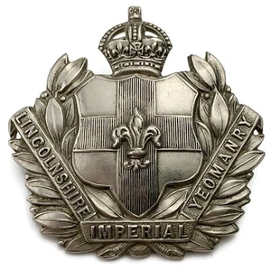 WW1 Lincolnshire Imperial Yeomanry Regiment WHITE METAL Cap Badge - Original - Picture 1 of 4