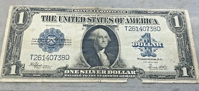 1923 $1 Silver Certificate Large Note Blue Seal - Image 1 of 2