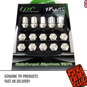 TPi 12x1.50 35mm Tapered Aluminium Silver XR Steel 16 Wheel Nuts and Locks  - Picture 1 of 4