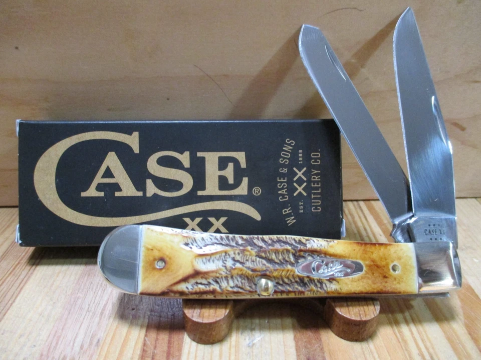 Case USA XX Bone Stag Trapper 6.5254 Folding Pocket Knife - 03573