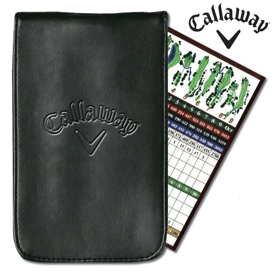 CALLAWAY DELUXE PU LEDER GOLF SCORE KARTENETUI + GEPRÄGTES CALLAWAY LOGO