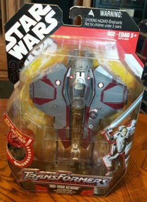 STAR WARS TRANSFORMERS OBI-WAN KENOBI JEDI STARFIGHTER, HASBRO 2007, CROSSOVER Foto 1 de 4
