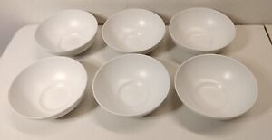 Crate & Barrel All White SPAL Porcelain Set of 6 Soup Cereal Bowls Lot Bundle