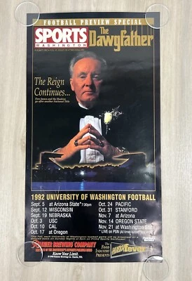 VTG 1992 University of Washington Dawgfather Football Schedule Poster 26x14 RARE - Image 1 of 4
