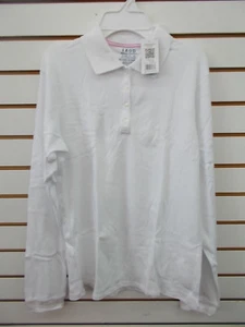 Girls IZOD White Long Sleeved Uniform Polo Shirt Size 10.5/12.5 - 18.5 - Picture 1 of 3