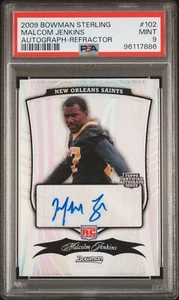 MALCOLM JENKINS 2009 Bowman Sterling Autograph Refractor #102 RC/75 PSA 9 Pop 1 - Picture 1 of 2