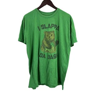 Busted Tees Slappa Da Bass Green Bear Graphic Short Sleeve T-shirt Mens XL - Picture 1 of 4
