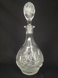 Vintage Clear Cut Glass Decanter with Stopper - Nice Textured Design - Picture 1 of 6