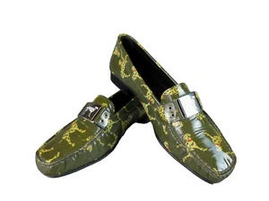 Stuart Weitzman Schuhe Mokassin Gr. 39 Grün Leder Dalmatiner Karree Slipper (W) - Bild 1 von 11