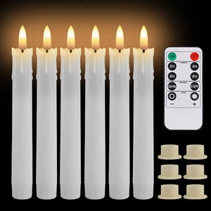 6Stück Led stabkerzen Flammenlose Tafelkerzen LED Kerzen mit Timer fernbedienung - Bild 1 von 29