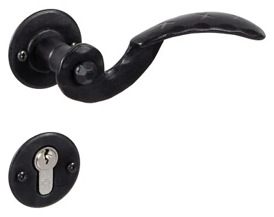 Maniglia Rotondo ferramenta per porte Ferro Battuto Pz Nero interna - Immagine 1 di 4