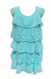 Candies Girls Aqua Blue Short Sleeve Ruffle Top Shirt Size XS/S (Age 7/8) - Picture 1 of 4
