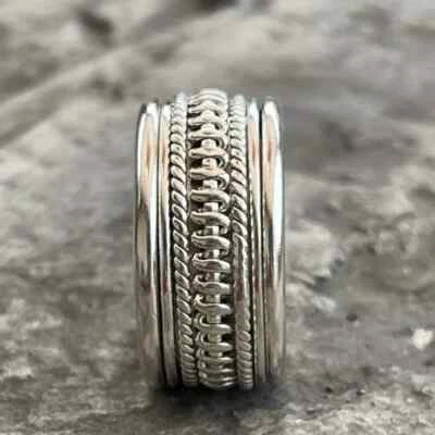 Spinner Ring, 925 Sterling Silver Band & Statement Ring, Handmade Ring  VTR - Image 1 of 4