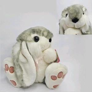 MTY 1996 Bunnyville Gardens Hase Kaninchen grau dick Plüsch Ostern 10 Zoll Neu mit Etikett - Bild 1 von 14