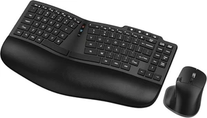 Ergonomiczna pełnowymiarowa bezprzewodowa klawiatura mysz combo – podzielona konstrukcja, Bluetooth - Zdjęcie 1 z 8