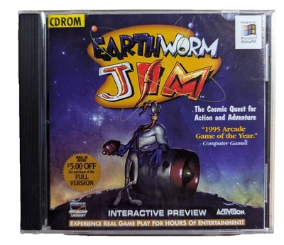 Earthworm Jim Interactive Preview PC CD ROM Windows 95 New Sealed 1995 Fast - Image 1 of 4