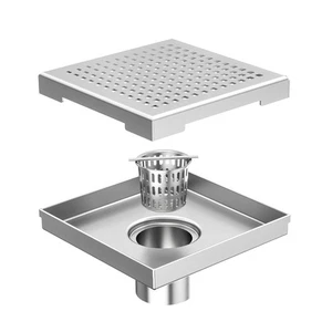 6 Zoll Quadratischer Duschablauf mit abnehmbarem Quadrato Muster Rost, Gebürstet 304... - Bild 1 von 7