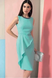 Edas abito donna elegante casual Cismo tubino Tiffany cintura smanicato velo - Bild 1 von 2