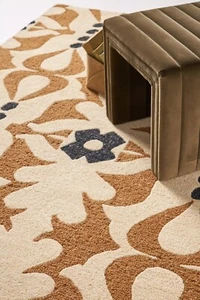 Handgefertigter getufteter Wollteppich Kemala Design - verziertes Blumenmuster, moderner Stil - Bild 1 von 3