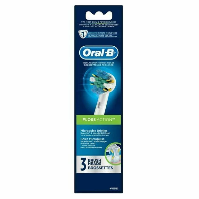 Oral-B Floss Action Replacement Electric Brush Heads - 3 Pack (EB25-3)