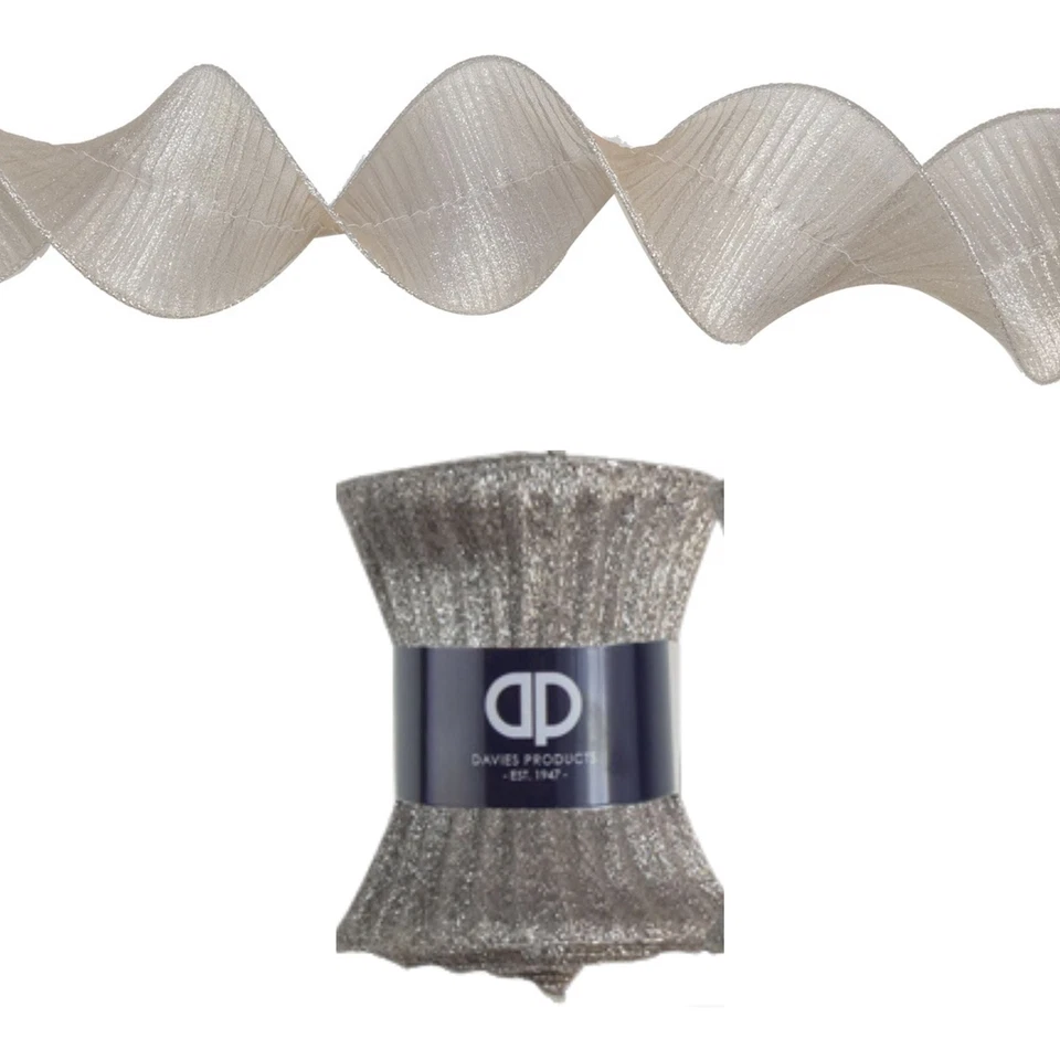 Davies Products 10cm Ruffle Ribbon 2.7m Oyster - 57811