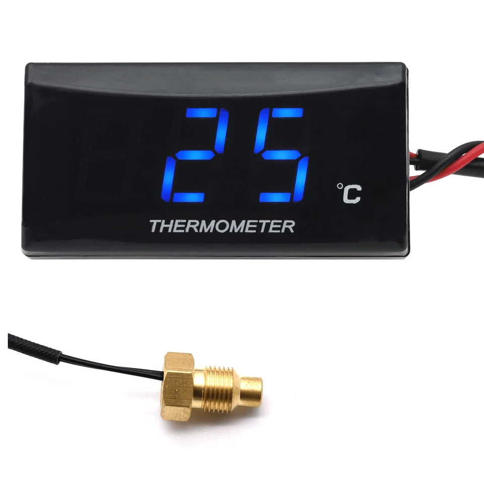 Blue Digital Motorcycle ATV Water Temp Gauge with Thermometer Sensor - Image 1 of 4